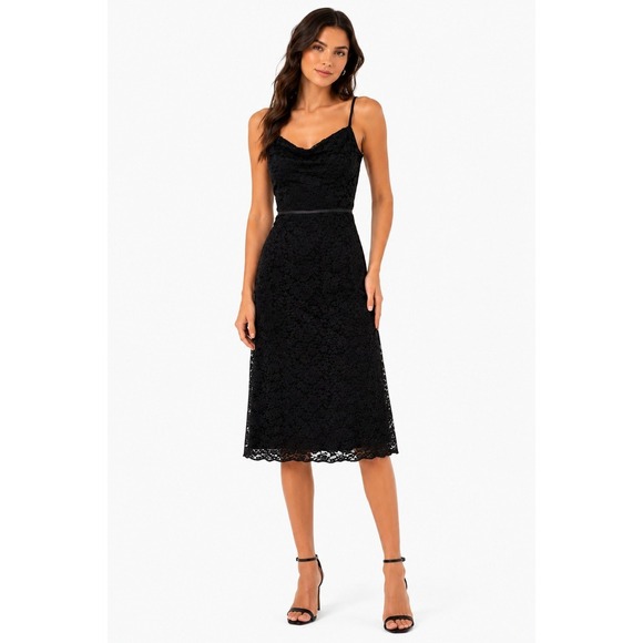 Ann Taylor Dresses & Skirts - Ann Taylor Black Lace sweetheart Neck Midi Dress NWT Size 6